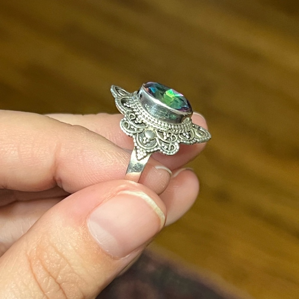 Mystic topaz sterling silver ring size 8.75 - Picture 4 of 5